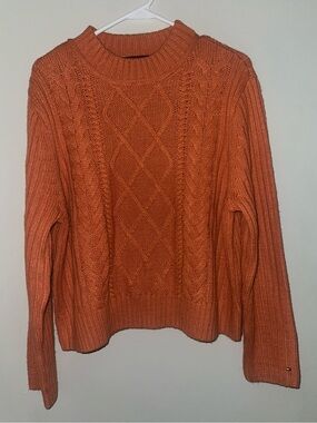 Tommy Hilfiger Women’s XL Burnt Orange Cable Knit Crewneck Sweater Fall